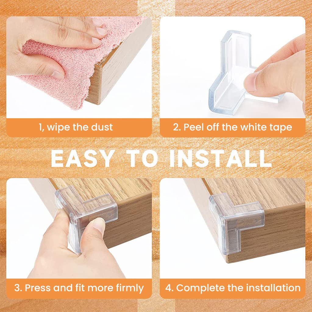 SNOWIE SOFT 10pcs Safety Table Corner Protector-PVC Self-Adhensive Round Edge Table Corner Guard for Table, Furniture,Sharp Edges Baby Anti-Collision Corner Guard Proofing Corner Guards