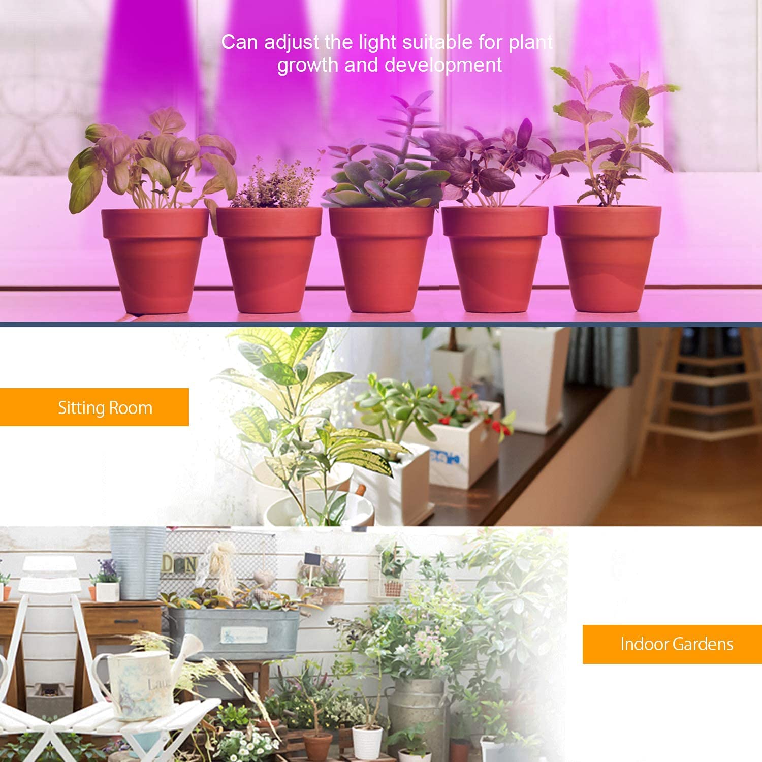 HASTHIP Led Grow Light for Indoor Plant with 5 Gear Adjustable,USB Rechargable Remote Control Plant Grow Lights,Led Grow Light Bulb Can 360° Adjustment for Living Office(1 Head)