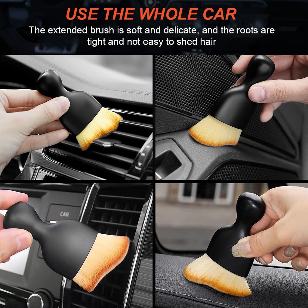STHIRA 2 Pack Car Interior Dust Brush, Car Dashboard Cleaner Car Brush, Car AC Vent Cleaner Car Interior Cleaner Dashboard Dust Dirt Cleaner Cleaning Brush for PC Laptop Keyboard Electronic Car Accessories