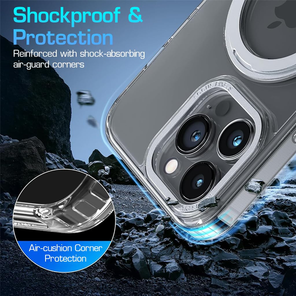 ZORBES Phone Case for iPhone 15 Pro Max Phone Cover with 360° Rotatable MagSafe Ring Holder Support Wireless Charging Fashion Trasparent Protective Case for iPhone 15 Pro Max 6.7''