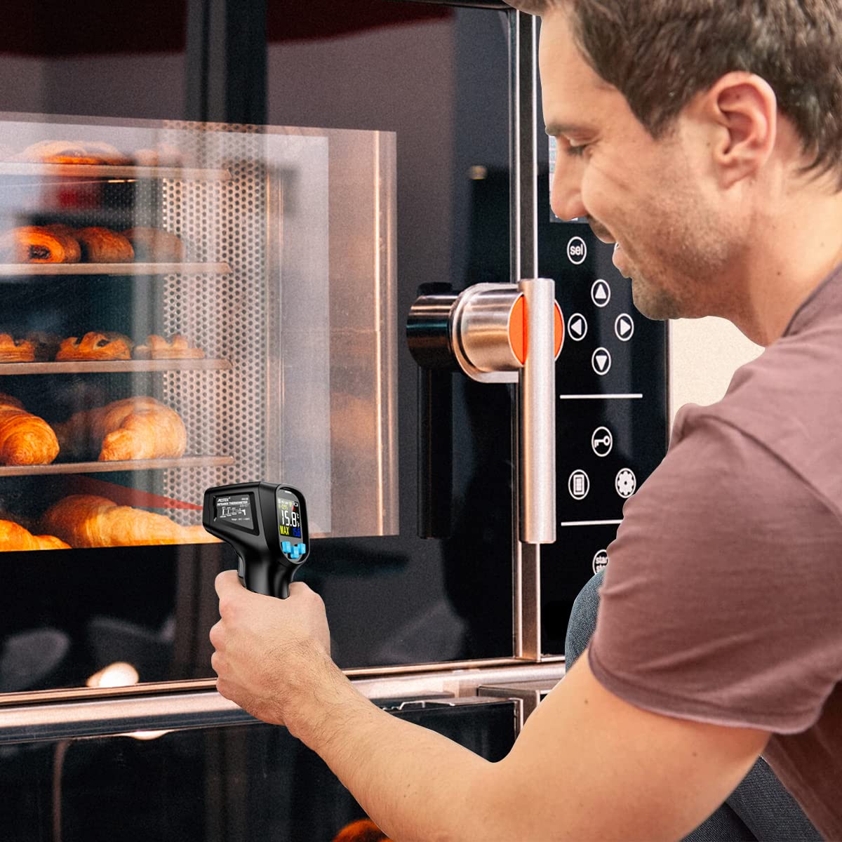 Serplex Handheld Infrared Thermometer, Non-Contact Digital Laser Temperature Gun 57°F ~1022°F (-50°C ~ 550°C) with Battery & Color LCD Display for Household Industrial Use, for Cooking, Pizza Oven
