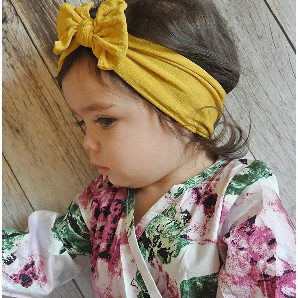 SNOWIE SOFT Cotton Headbands Turban Knotted Girls Hairband Super Soft and Stretchy Hair Wrap for Baby Girls, Pack of 6 - Multicolor