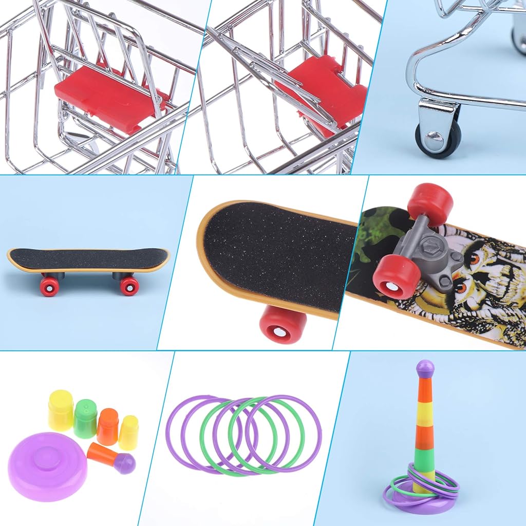 Qpets® 14PCS Bird Toys Set Training Accessories Including Shopping Cart Basketball Stacking Skateboard Toy Random Color Set One