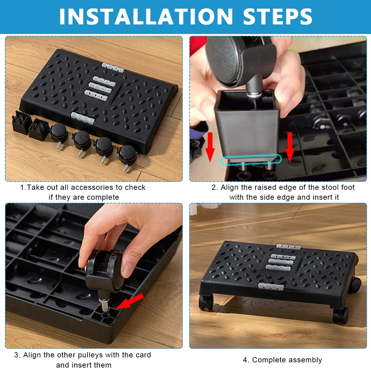 HASTHIP Office Foot Rest for Under Desk at Work, Foot Rest Under Desk with Massage Texture and Roller, Relieve Stiffness, Numbness, Promote Leg Circulation, Relieve Leg Pressure, Black