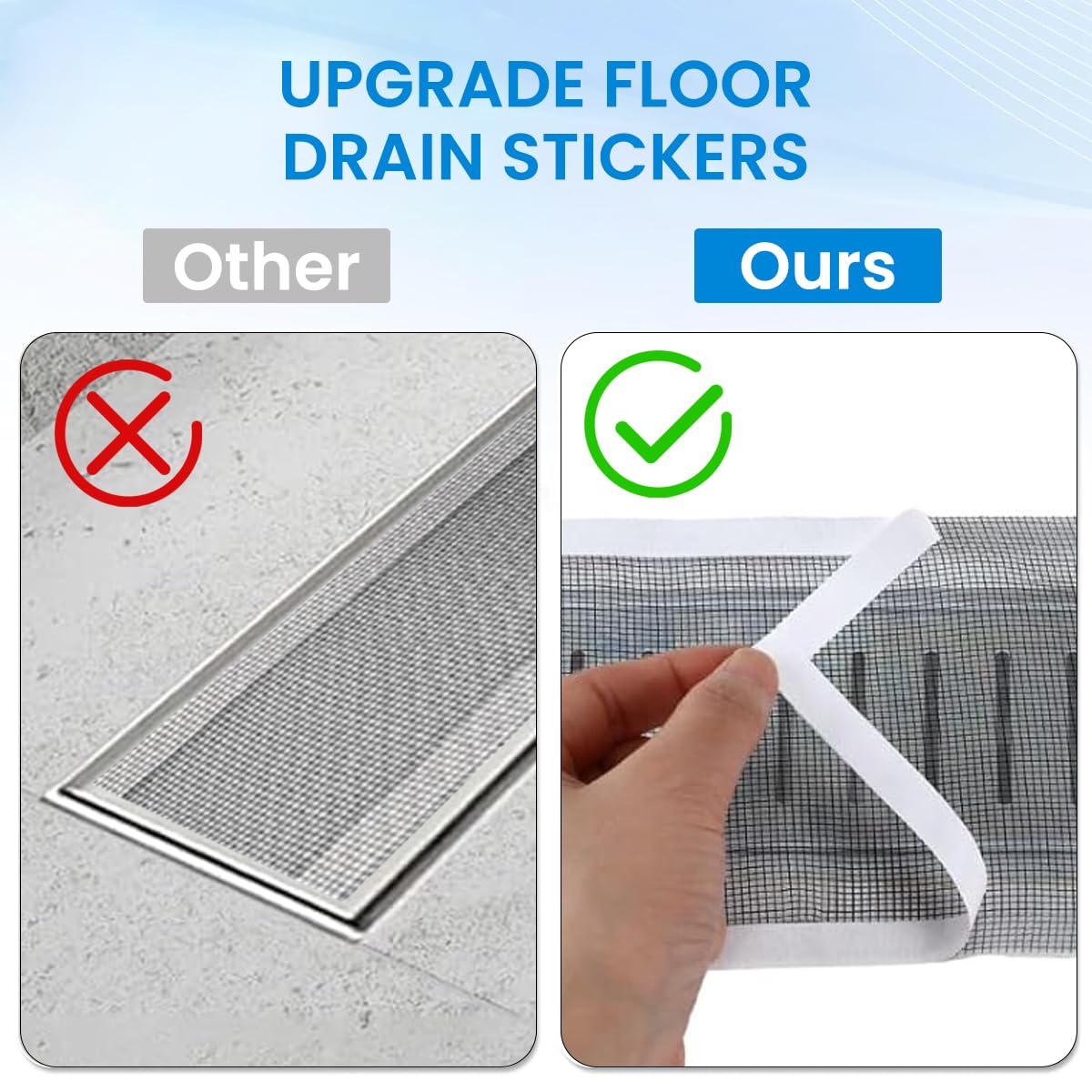 HASTHIP 1 Roll Kitchen Sink Strainer Disposable Hair Catcher Shower Drain Mesh Stickers, Cuttable PVC Mesh, DIY Shower Drain Cover Hair Catcher for Any Length, 13 Foot Hair Stopper 4.72 Inch Width