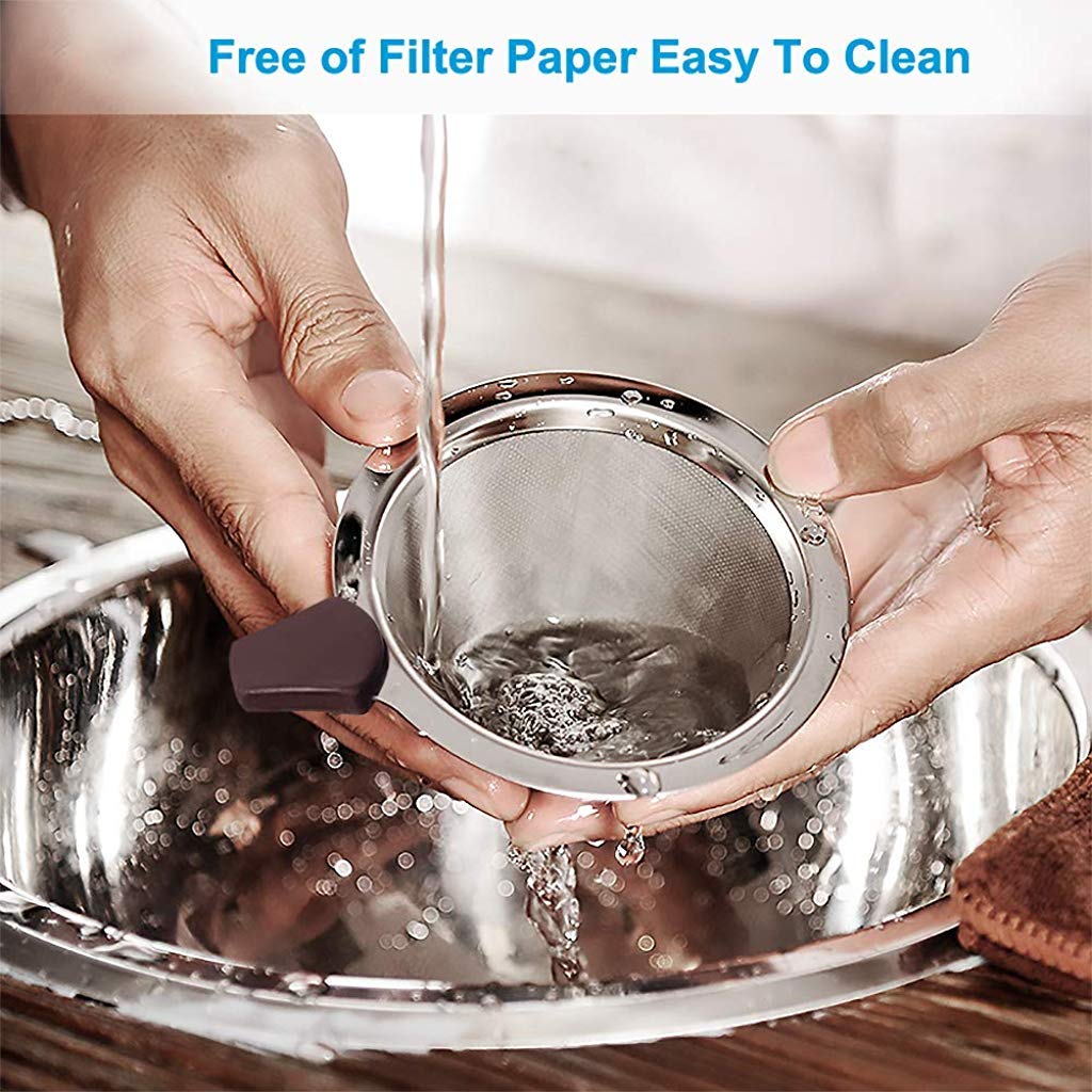 HASTHIP Filter Coffee Maker 800 Mesh with Handle Pour Over Coffee Filter Stainless Steel V60 Coffee Dripper 100% Paperless Maker Honeycomb Cup Cafe Keeping Nature Coffee Flavour Easy To Use And Clean