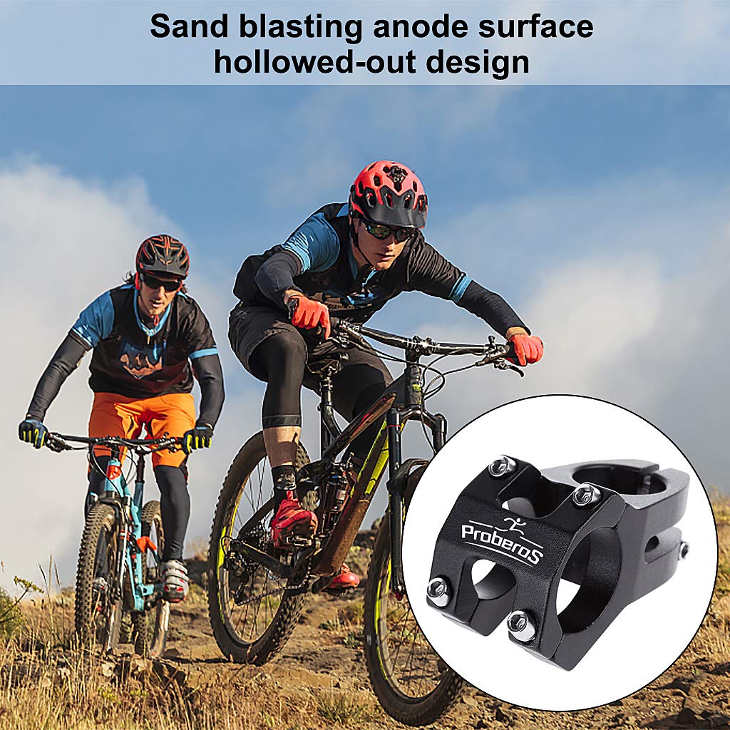 Proberos 31.8MM Aluminum Alloy Cycling Bicycle Bike MTB Handlebar Stem High-Strength Handlebar Stem Fit for Most Mountain Bike Road Bike MTB BMX Track Bike (Black)