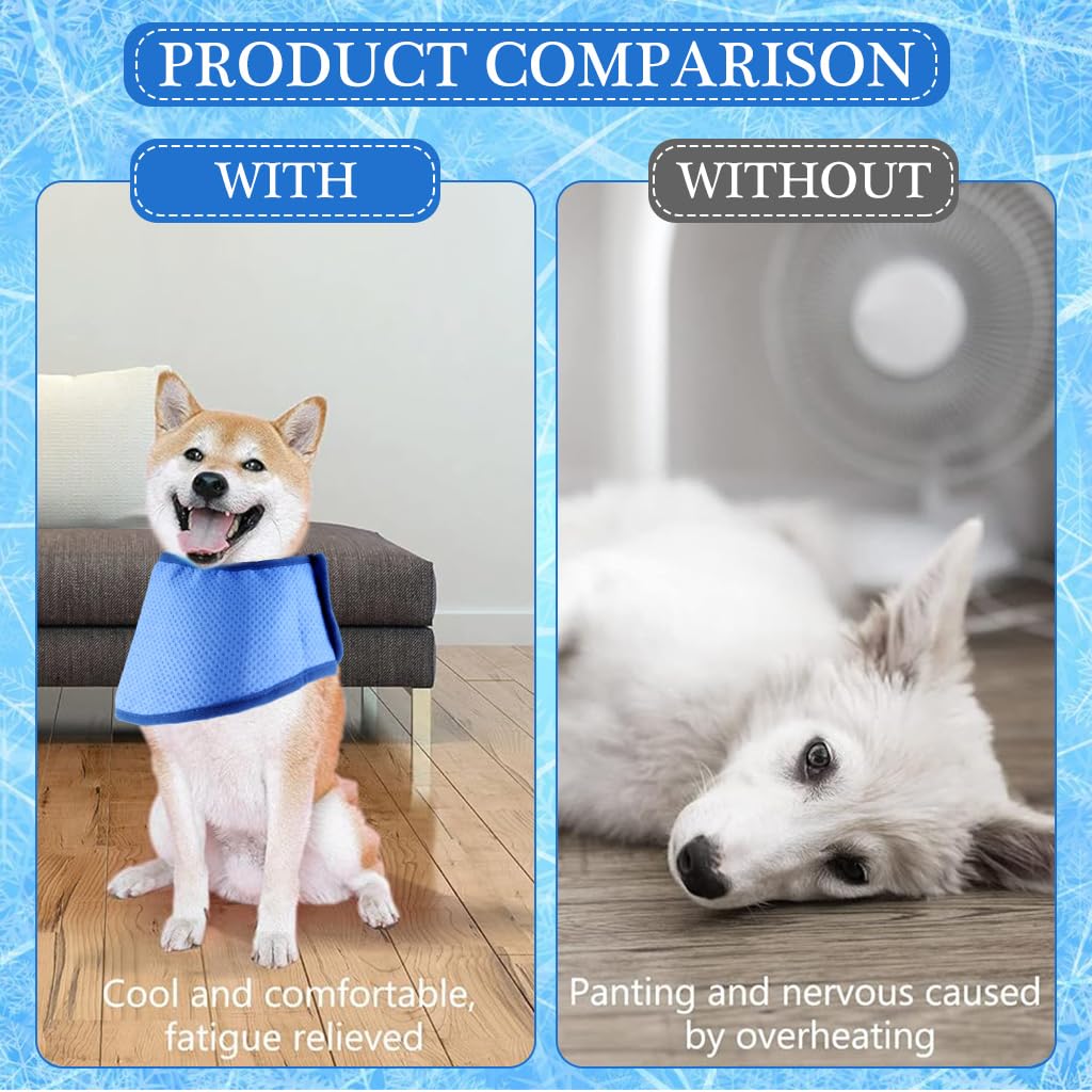 Qpets Dog Cooling Bandana, Pet Ice Scarf Instant Cooling Collar for Dog Cat, Reusable Cooling Neck Wrap Breathable Scarf for Large Medium Small Pets Summer Accessories