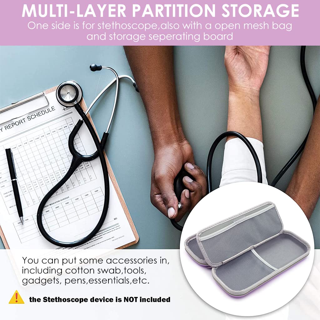 ZORBES Stethoscope Case Protable Stethoscope Bag, Shockproof Protective Stethoscope Case for Littmann/Omron/ADC/Dixie EMS Stethoscope, with Extra Mesh Pockets for Small Accessories (Bag Only)