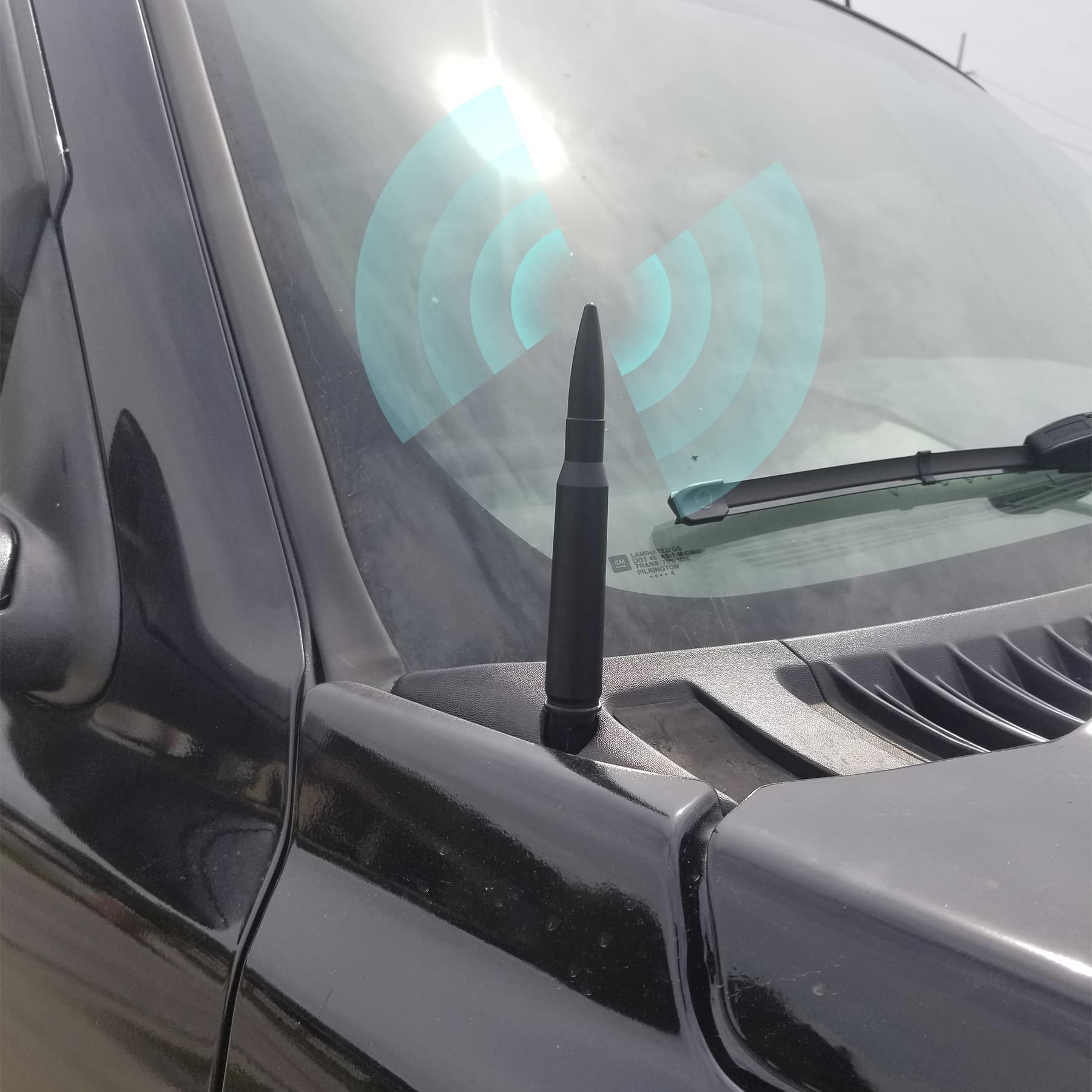 ZIBUYU Bullet Car Antenna, 5.5 Inch Universal AM/FM Radio, Bullet Antenna Car Vehicle Truck Replacement Antenna Compatible with Ford, Dodge, Chevrolet, GMC, Jeep, Toyota Truck Accessories, Blue