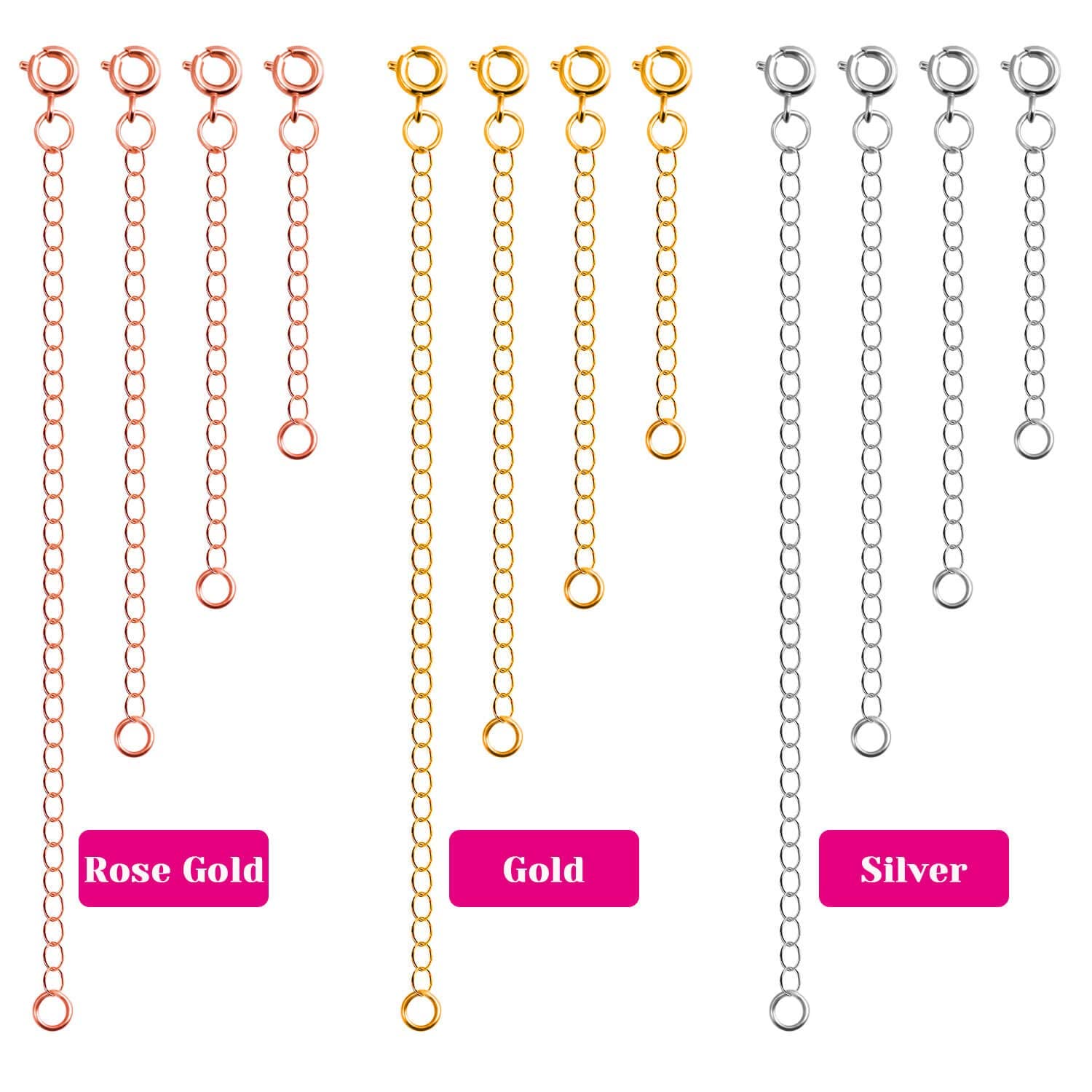 SANNIDHI 12PCS Necklace Extenders Delicate Necklace Extender Chain Set for Women Girl Men Boy-2