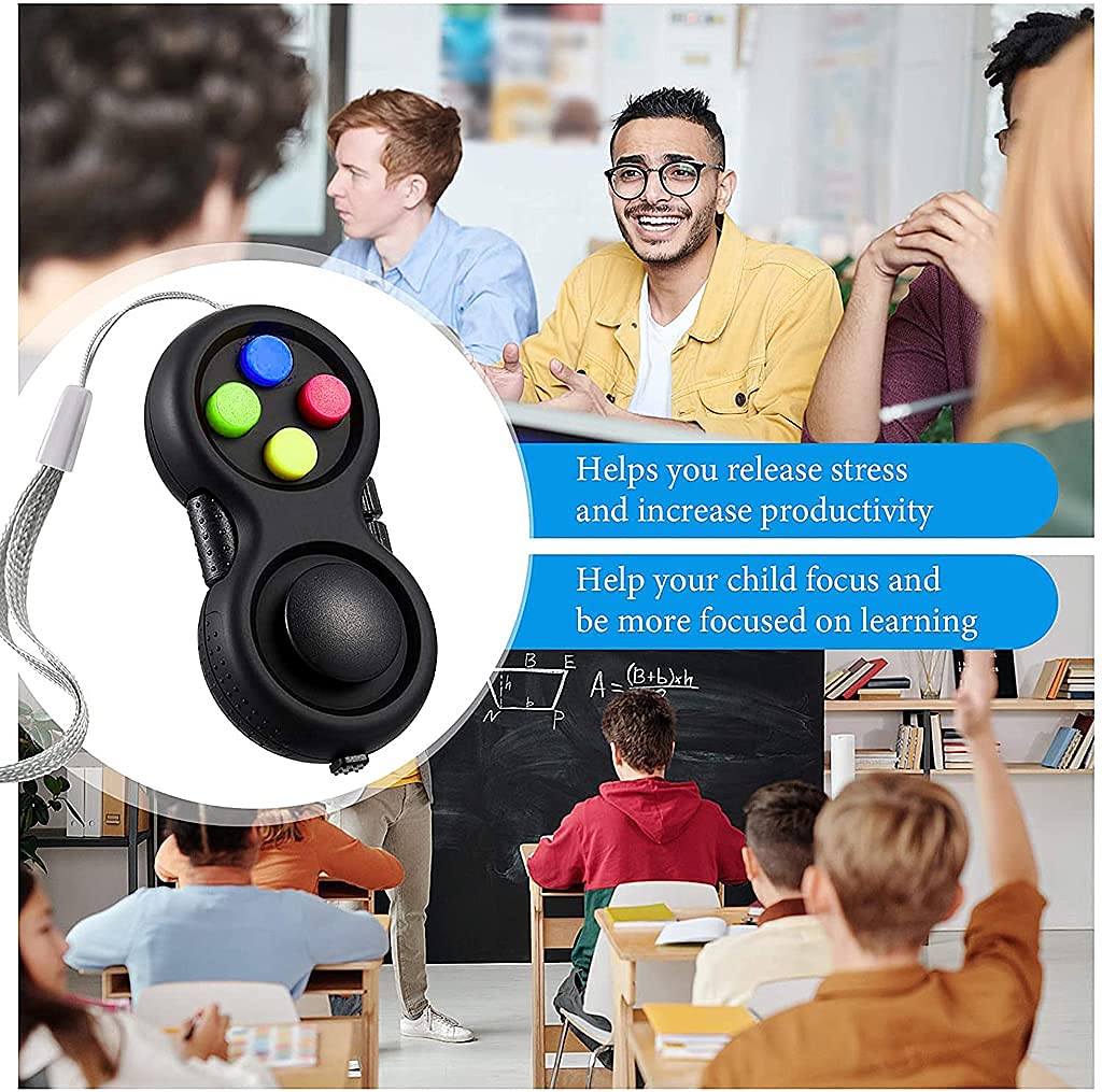 PATPAT Fidget Pad with 8-Fidget Functions 2nd Generation Fidget Toy Controller Stress Reducer Hand Shank Fidget Cube Perfect for Release and Anxiety Stress Relief Pop it Fidget Toys for Kids