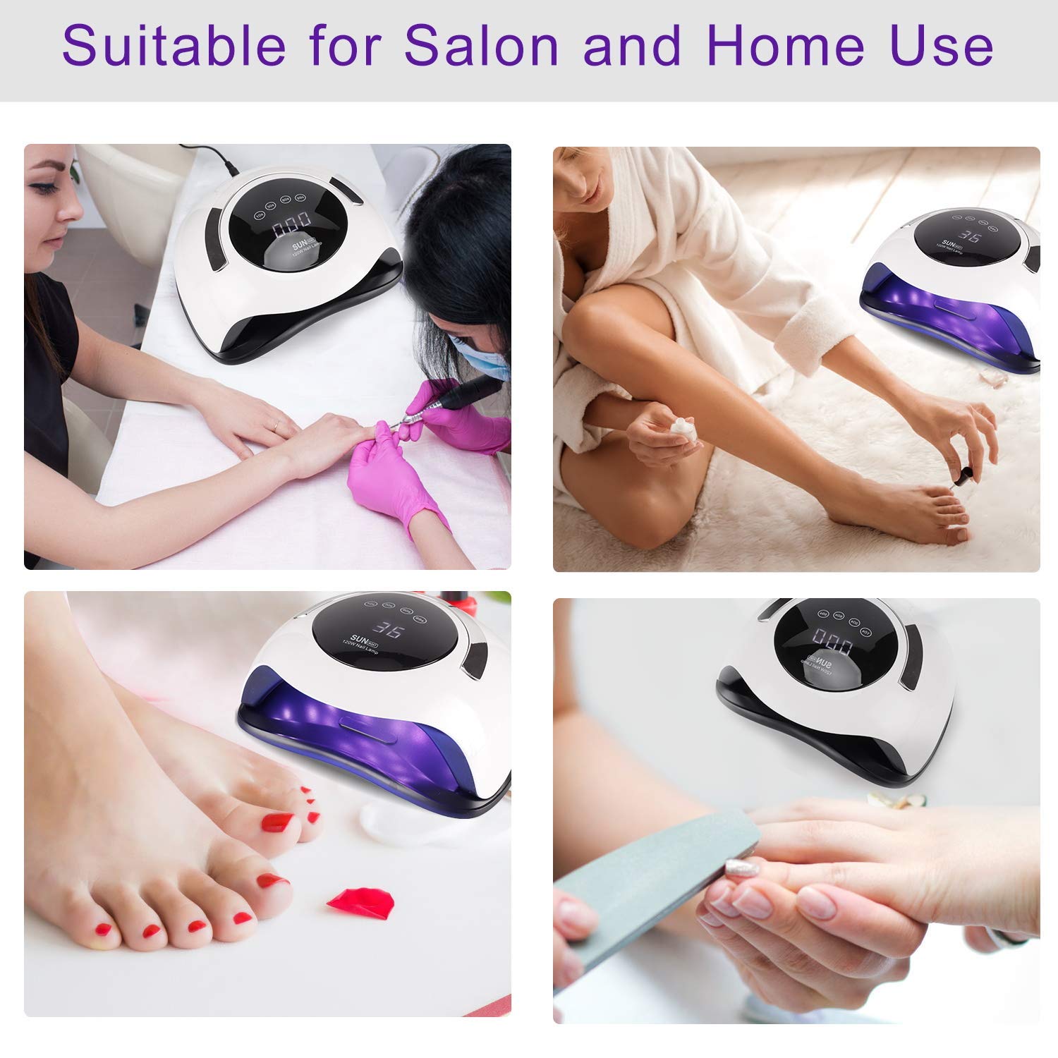 MAYCREATE 120W UV LED Nail Lamp Faster Nail Dryer Gel Polish Light, UV Gel Lamp With 36 Light Beads & 4 Timer Setting, Professional Curing Lamp for Fingernail and Toenail