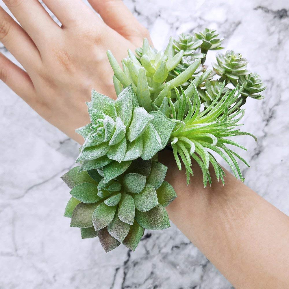 HASTHIP 11Pcs Artificial Succulent Plants, Faux Succulent in Flocked Green in Different Type Different Size, Mini Artificial Plants Desk Decor, Computer Desktop Decoration