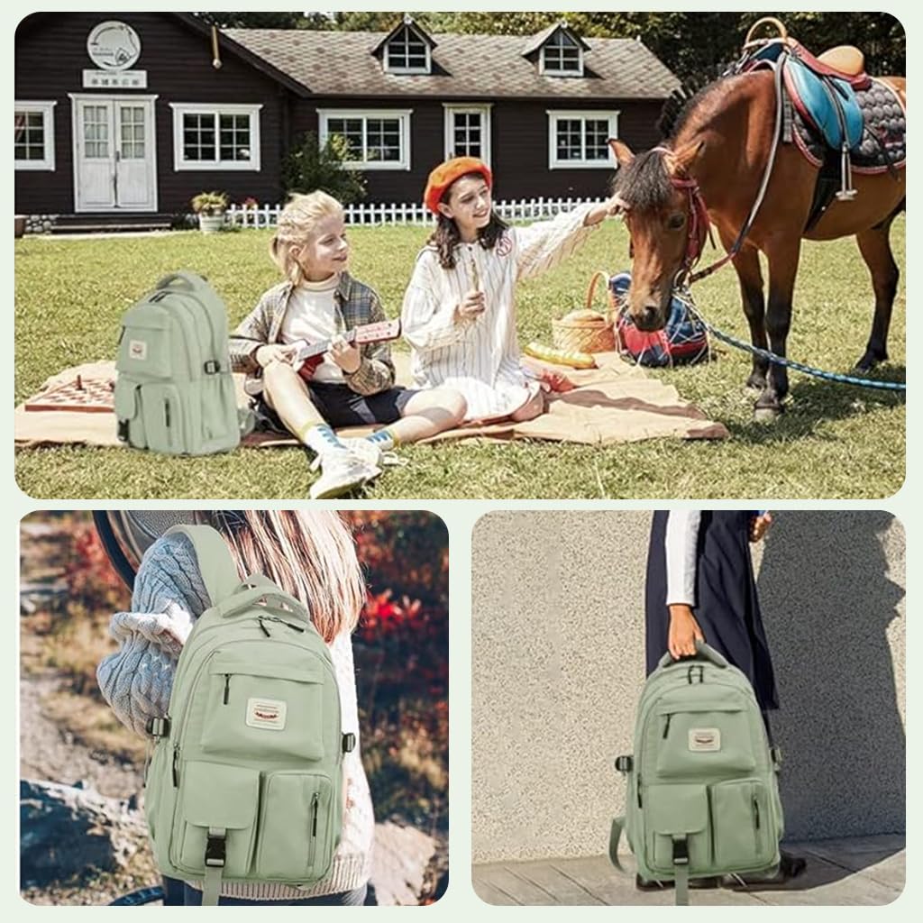 PALAY Women Travel Backpack Casual Backpack Kawaii Pure Color School Backpack Lightweight Nylon Backpack Multi Compartment Fashion Backpack for Travel, School