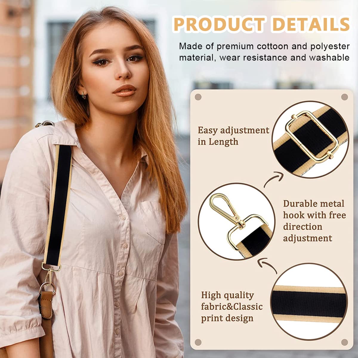 PALAY Shoulder Strap for Bag Snowflake Print Shoulder Strap Polyester Crossbody Bag Strap Replacement Adjustable Shoulder Strap for Handbag, Travel Bag, Crossbody Bag