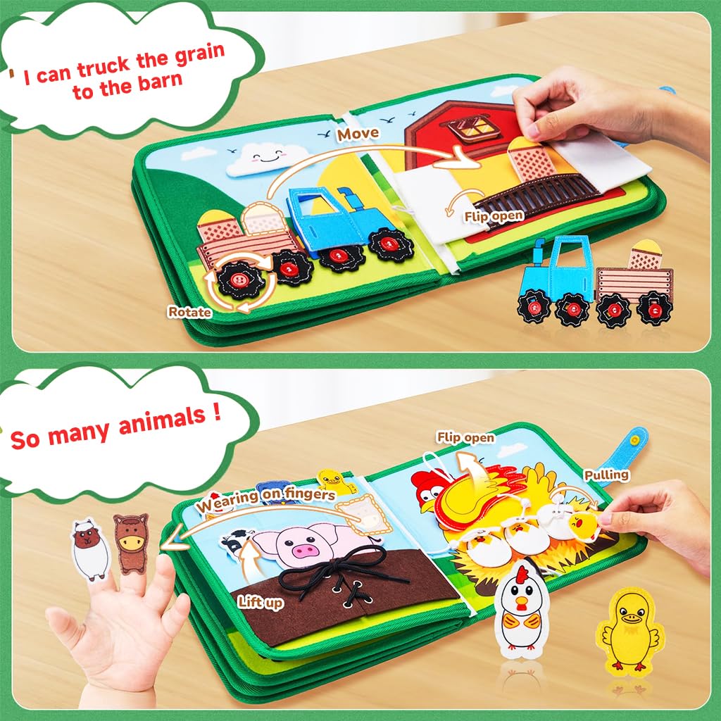 PATPAT Farm Animal Busy Book for Toddlers