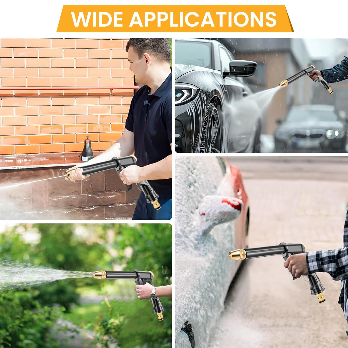 HASTHIP Car Washer Water Gun - Car Washer High Pressure Pump with Adapters - Alloy Car Washer Gun Nozzle with 10M Pipe -Switchable Water Spray Gun Foam & Water Mode for Car Washing, Garden & Yard