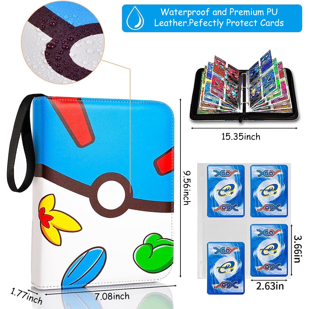 PATPAT® Poke-mon Game Card Binder for 400 Cards Trading Cards Holder Organizer, Poke-mon Cards Collection Bag Game Cards Binder Case, Game Cards Case Gifts for Kids Boys Girls