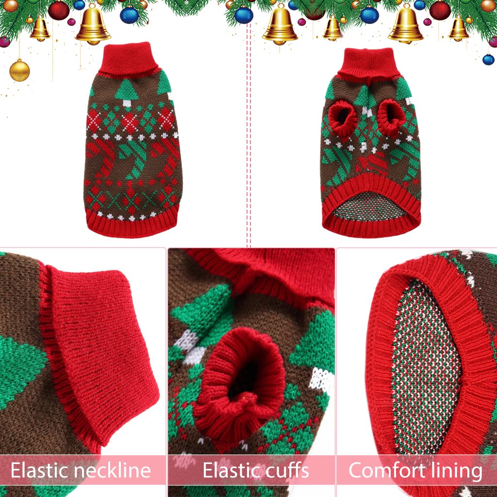 Qpets Winter Clothes for Dog Knitted Crocheting Sweater for Small Dogs Print Sweater Christmas Suit for Small Dogs Christmas Sweater for Dogs Gift for Dogs (Red, Size: L)