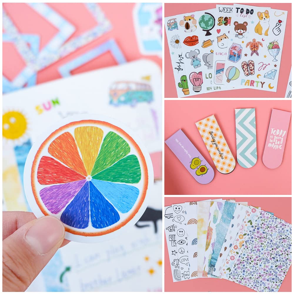 Climberty 93 Pcs Scrapbook Kit with Scrapbooking Supplies Stickers, Journal Supplies Kit Scrapbook Stickers, Aesthetic Paper, Journal DIY Decoration Paper Stickers Craft Kits Notebook Collage Album