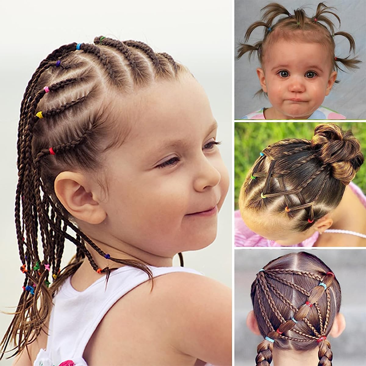 PALAY 2000pcs Hair Rubber Band for Women Girls Elastic Hair Bands Kit Colorful Small Hair Ties Hair Elastics with Fine-Tooth Tail Comb and Loop Styling Tools