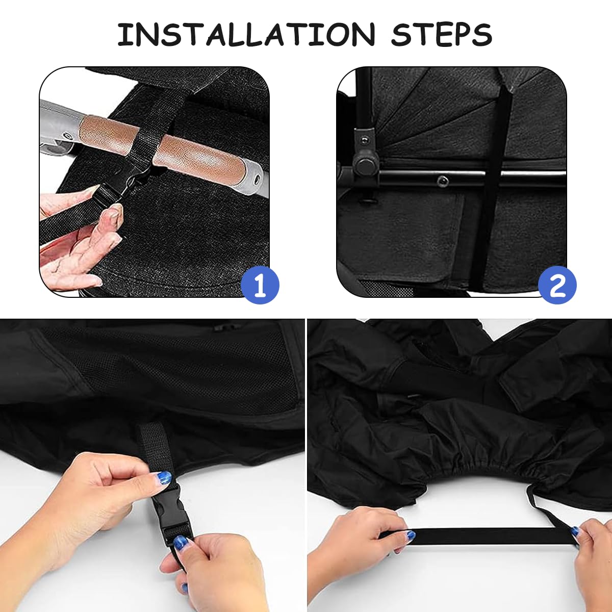 SNOWIE SOFT Sun Shade for Stroller with Mesh Window, Universal Size UV Protection Sunshade for Baby Stroller, Waterproof Rainproof Stroller Canopy Breathable Stroller Cover Shield, Easy Installation