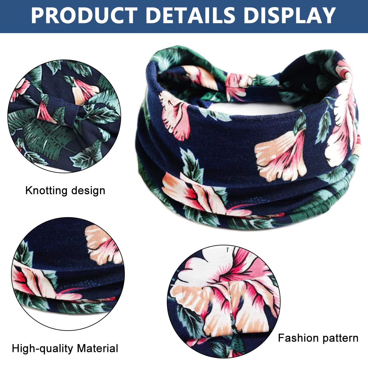 Proberos 4Pcs Gym Headbands Bohemian Headbands for Women Girls Men, Stretch Wide Hair Bands Stylish Yoga Sweatband for Workout, Running, Tennis, Badminton, Marathons, Cycling