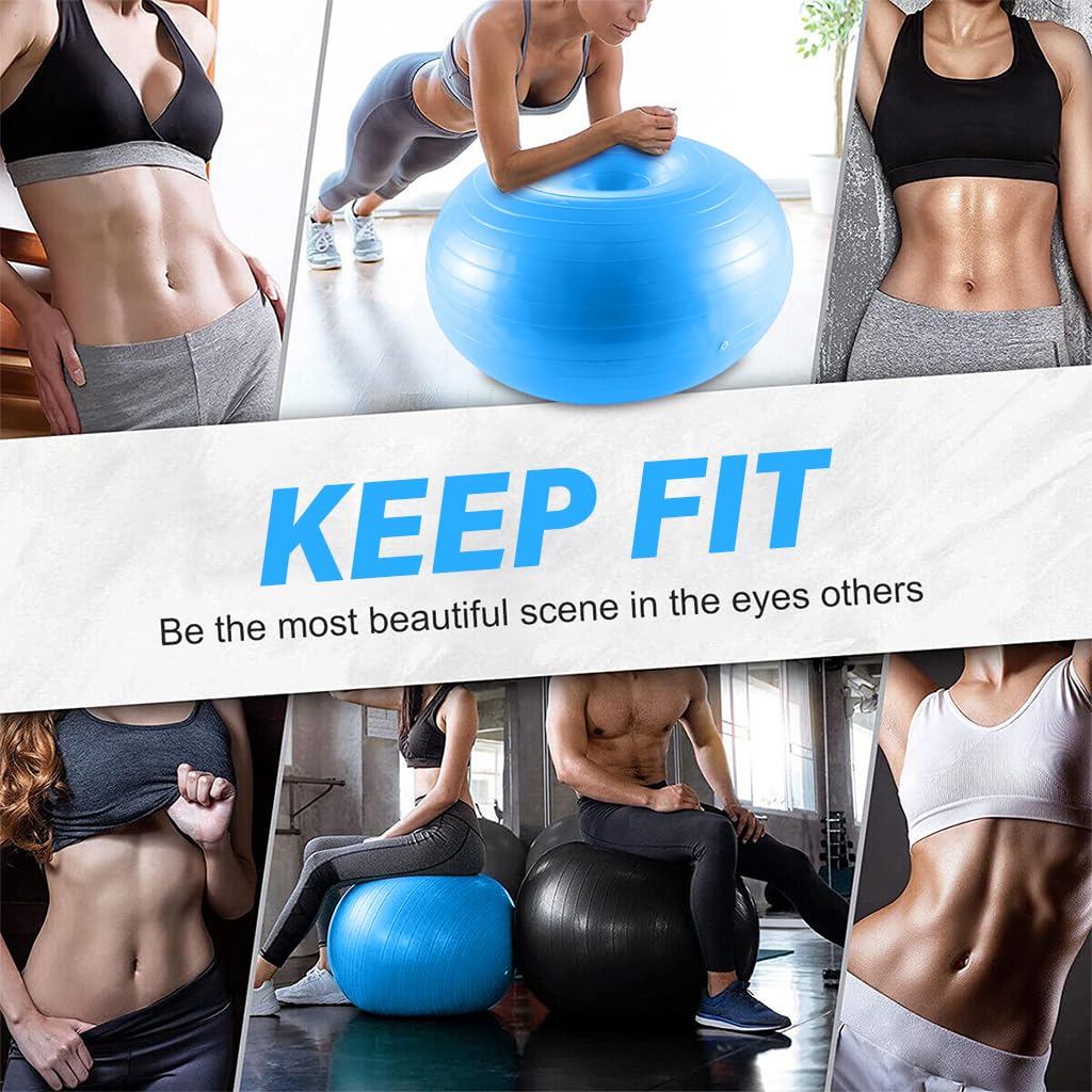 Proberos PVC Yoga Ball 19.6 inches Yoga Donut Ball Balance Training Ball Stability Donut Ball Core Balancing Training Ball Inflatable Yoga Donut Ball with Manual Air Pump