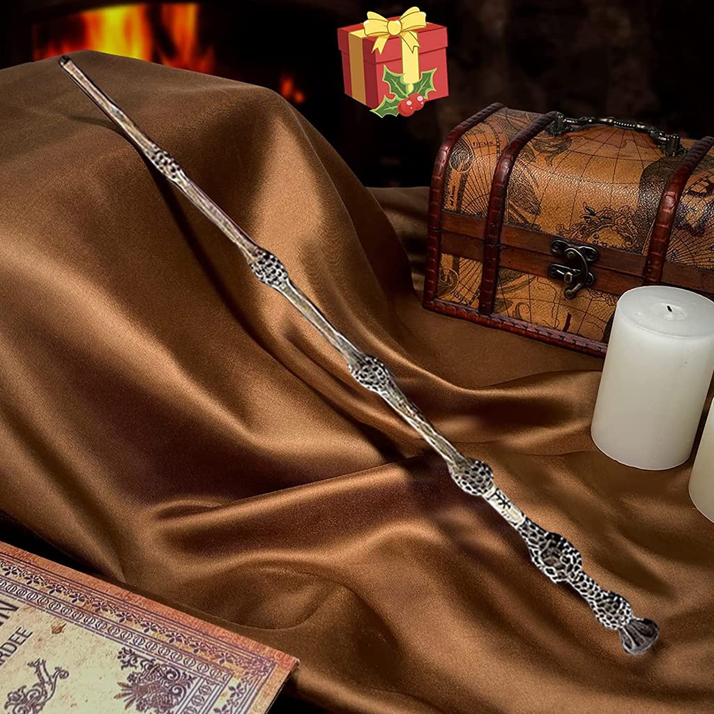 PATPAT Harry Potter Wands with Ollivanders Wand Box,Premium Polyresin & Metal,Party Costume Accessory for Halloween Cosplay Masquerade Christmas Gifts - Dumbledore (Multicolor)