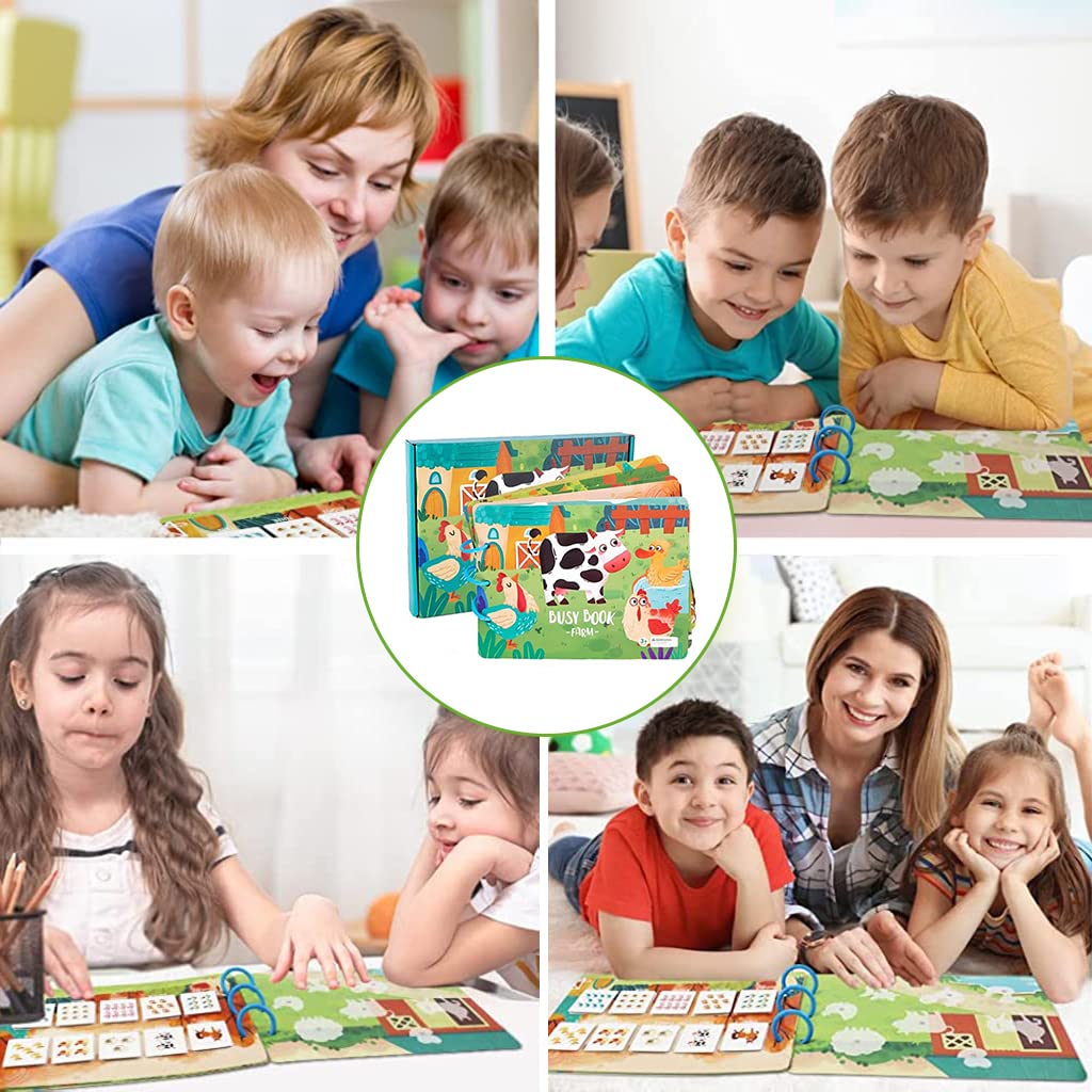 PATPAT Montessori Busy Books for Kids, Autism Sensory Educational Toys, 10 Themes Farm Busy Book for Toddlers 1-3 Boys & Girls, Preschool Activity Learning Toys for Kids to Develop Learning Skill