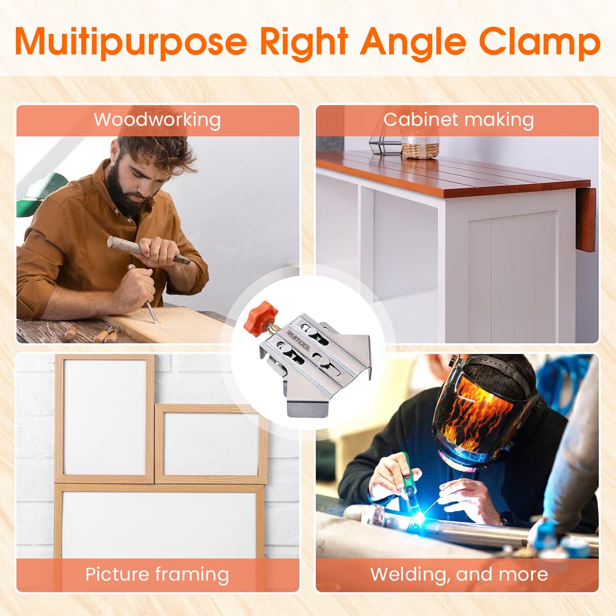 Serplex 2Pcs Woodworking Right Angle Clamps Open Mouth Right Angle Clamps Adjustable Woodwork Right Angle Clamps Corner Clamp Stainless Steel Corner Clamps
