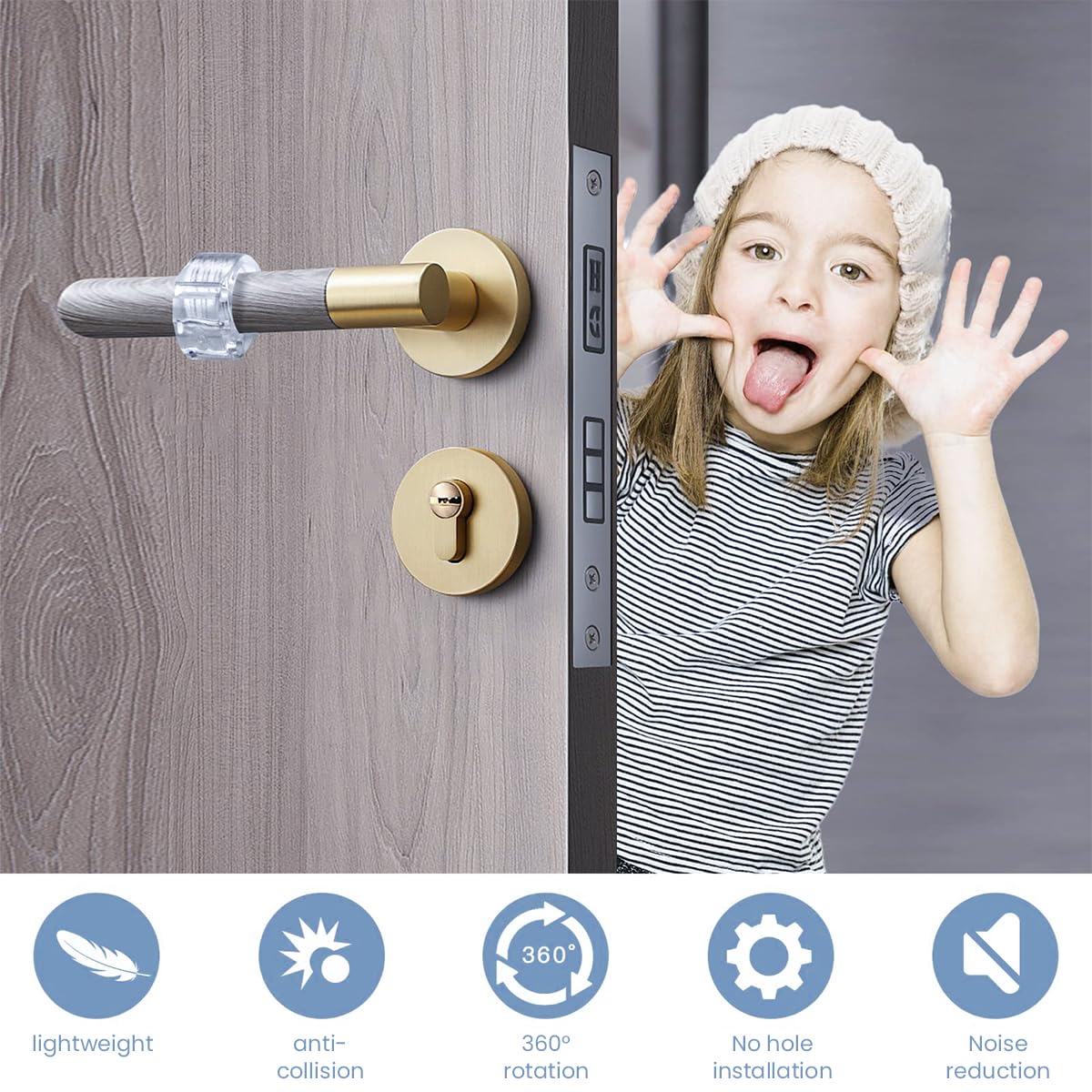 HASTHIP 6Pcs Door Knob Wall Protector, Door Handle Buffers, Self Adhesive Door Stoper Knob Pads, Soft Rubber Wall Protectors Shield for Preventing Damage to Cabinet, Handle, Bedroom, Bathroom