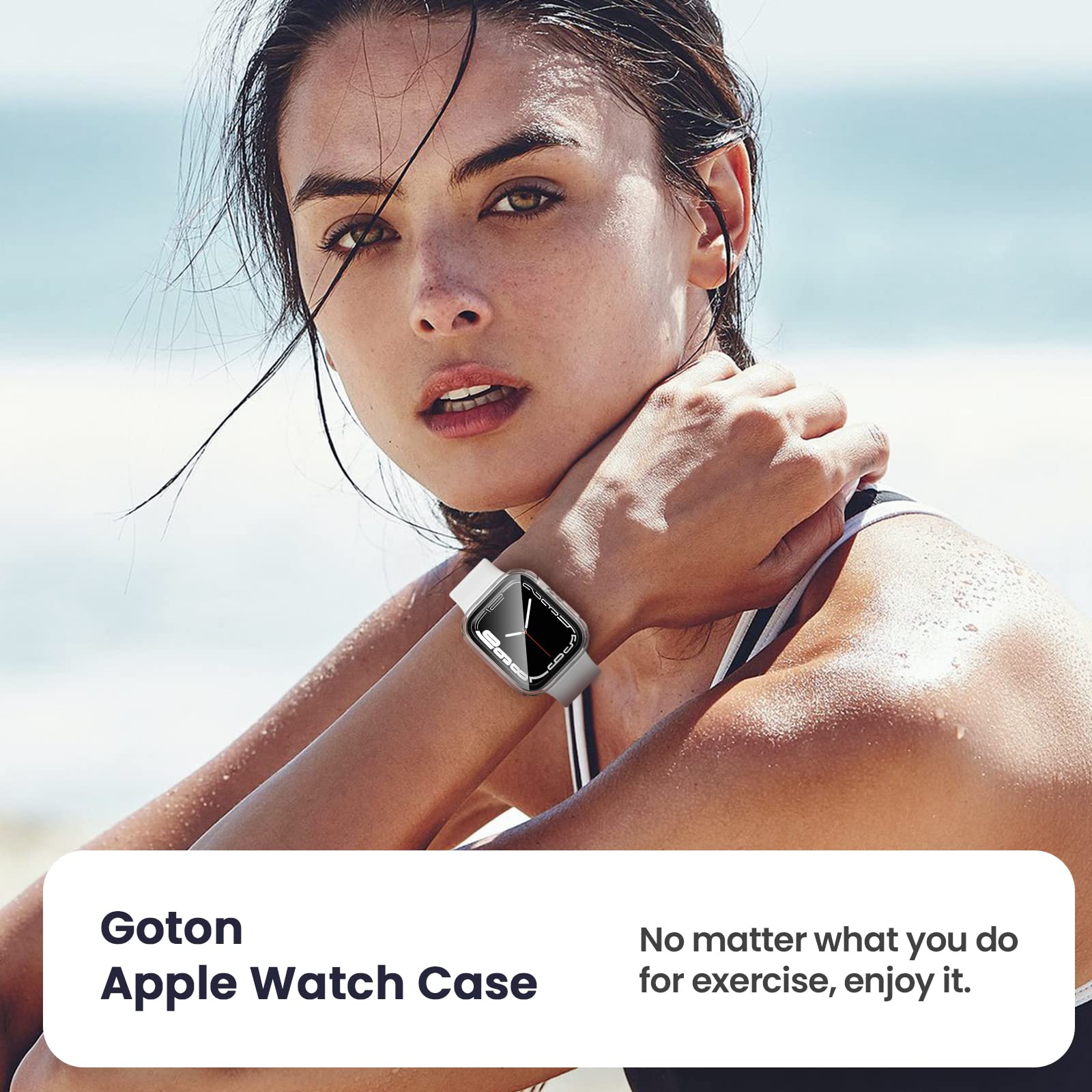 ZORBES Waterproof Hard Case with Tempered Glass Screen Protector for Apple Watch Series 7 (45mm)-Clear