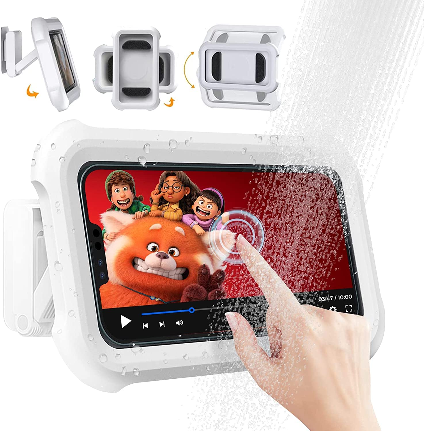 ZORBES Shower Phone Holder Waterproof, Anti-Fog Universal Phone Stand Case with HD Touch Screen and 480¡ãRotation Design, Bathroom Wall Mount Waterproof Pouch for iPhone 14 13 12 11 Pro Max XS XR