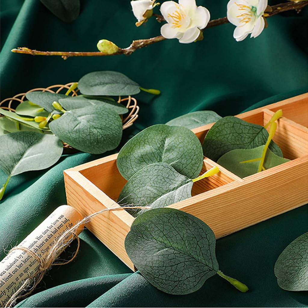 HASTHIP 400PCS Eucalyptus Leaves, Artificial Eucalyptus Petals Fake Leaves for DIY Wedding Bouquet Party Garden Cake Table Center Photographic Props Baby Shower Decoration
