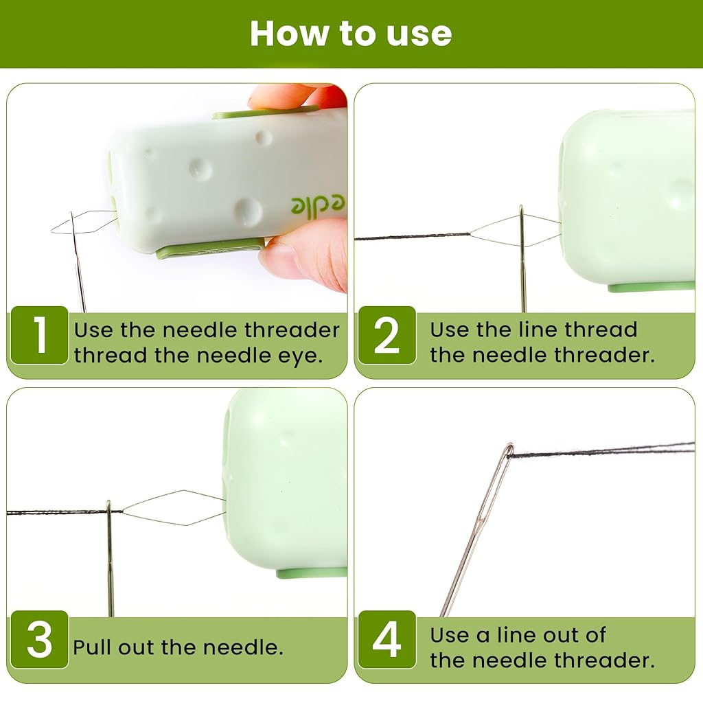 HASTHIP® 3 in 1 Threader Retractable Wire Loop Threaders, Seam Ripper with Needle Storage Case Compact Sewing Needle Accessory for Hand Sewing, Embroidery, and Crafts