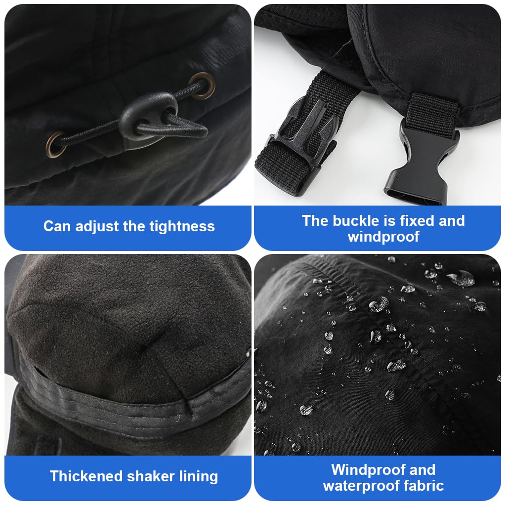 GUSTAVE Winter Hat Outdoor Riding Cap with Earflap & Removable Face Mask Warm Fleece Lining Thermal Cap Quick Release Chin Belt Design Fashion Men Women Winter Cap