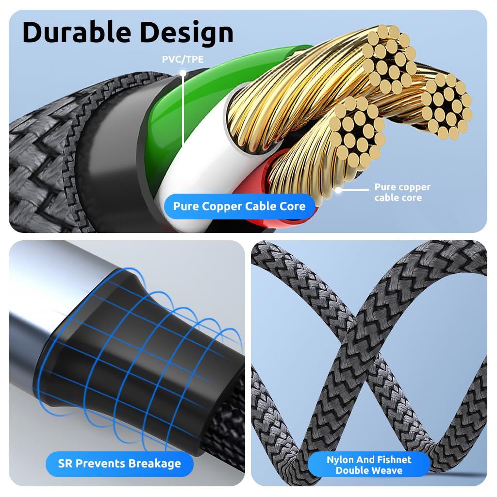 Verilux Type C to 3.5 mm Audio Jack Adapter, Nylon Braided USB C to 3.5mm Audio Cable, Universal HiFi Audio Cable for iPhone, Samsung Galaxy S23 S23+ S23 Ultra, S22 S21 S20 Plus/Ultra, iPad Pro