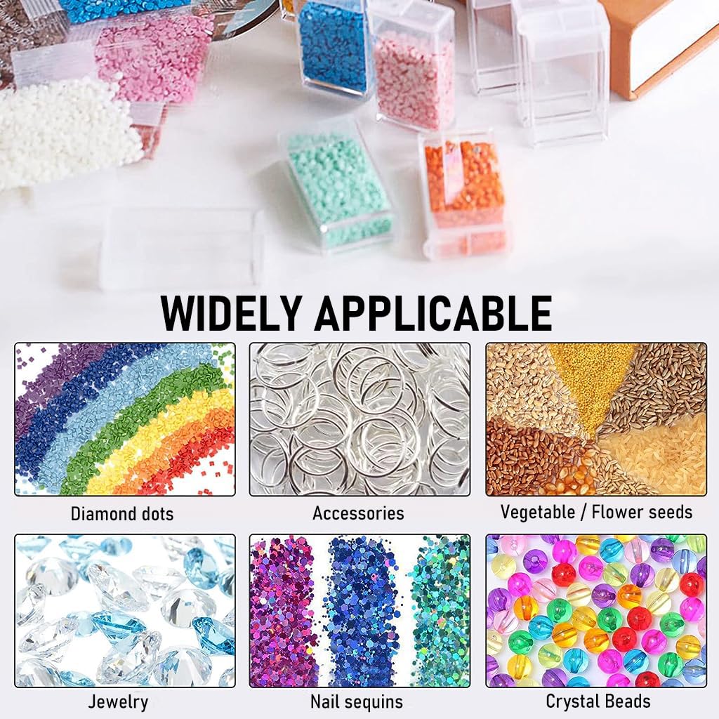 ZIBUYU Diamond Painting Storage Box 64 Slots with 64 Labels Individual Beads for DIY Art Craft Jewelry Beads Organizer Accessories Jewelry, Rhinestones