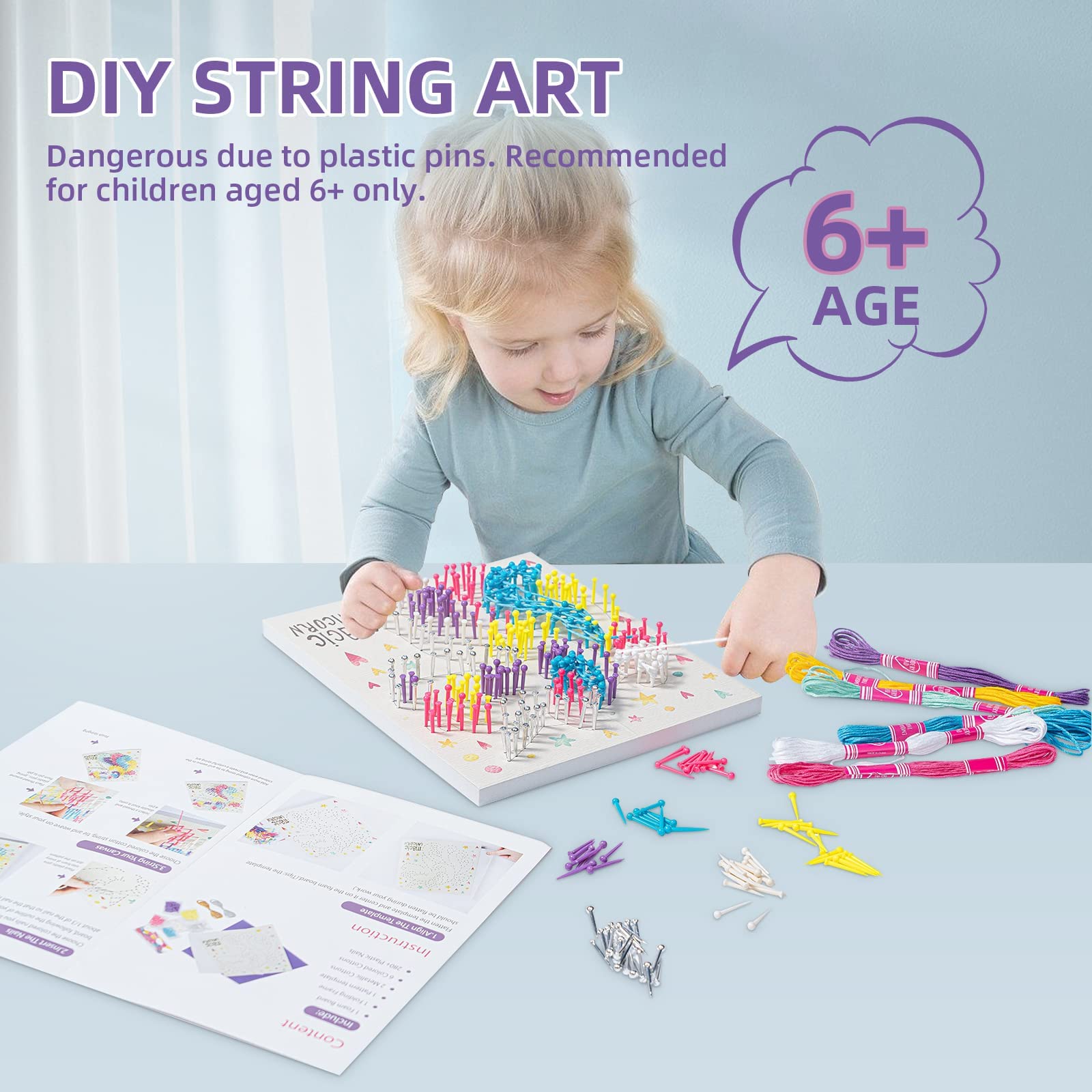 PATPAT String Art Kit Unicorn Art and Craft Kit for Girls Unicorn String Art Supplies with Phote Frame Kids Art and Craft Kit Christmas Birthday Gifts for Girls Boys Ages 6+