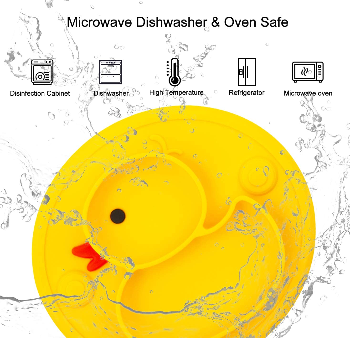 SNOWIE SOFT Silicone Feeding Plate with Suction for Baby Toddler, Portable Non Slip Suction Plates for Children Babies and Kids BPA Free Baby Dinner Plate