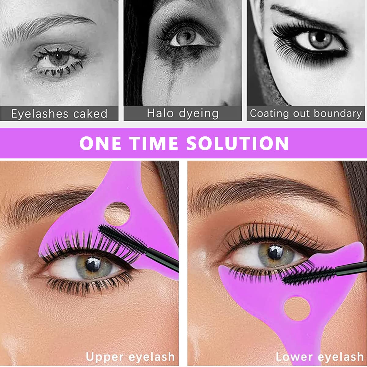 MAYCREATE Mascara Shield Applicator 3-In-1 Silicone Eyelash Shield Guard Eyeliner Auxiliary Cosmetic Makeup Tool, Reusable & Detachable