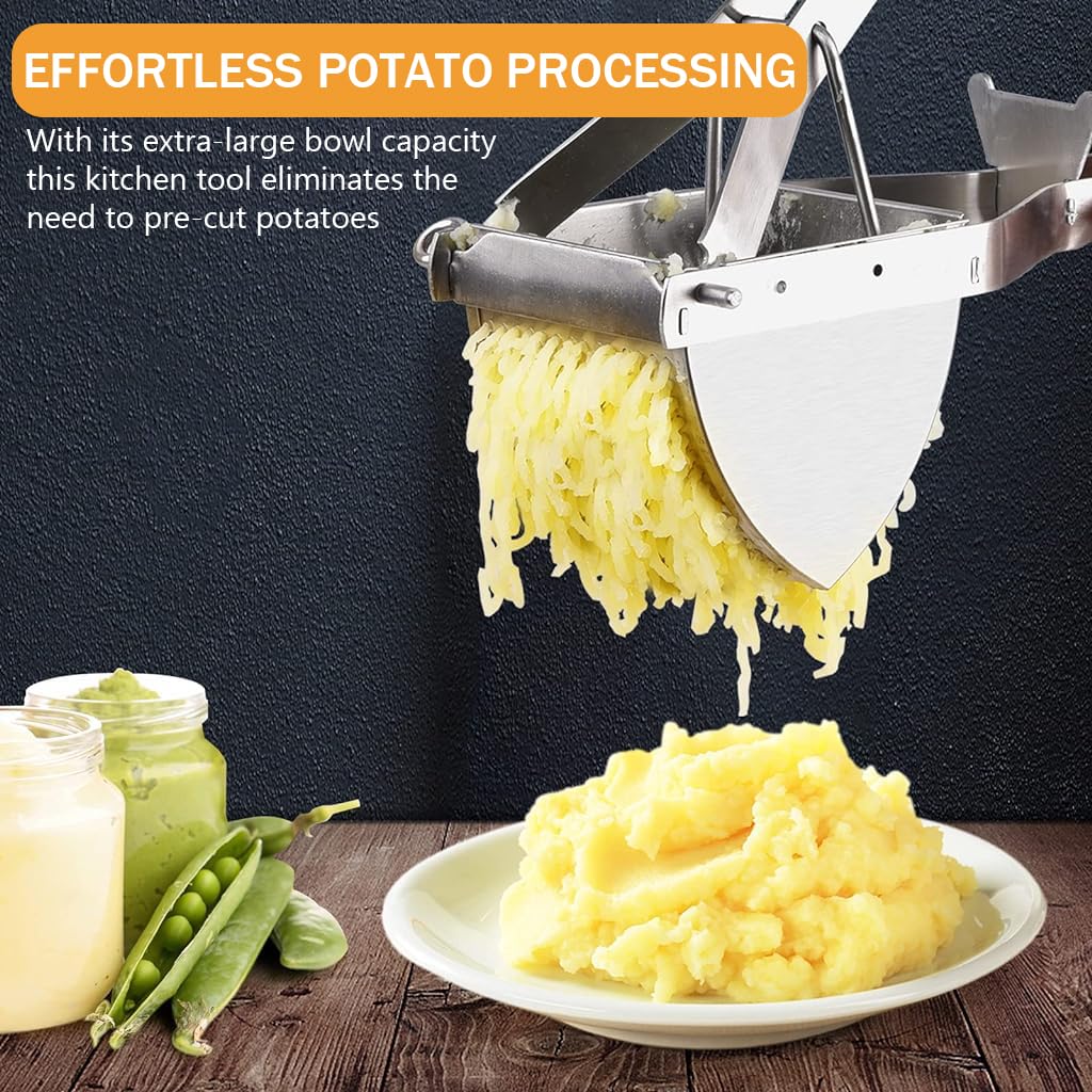 Supvox Kitchen Manual Potato Masher, Manual Press Hand Fruit Juicer, Multifunctional Foodgrade Stainless Steel Potato Mesher Heavy Duty Manual Juicer Kitchen Tool