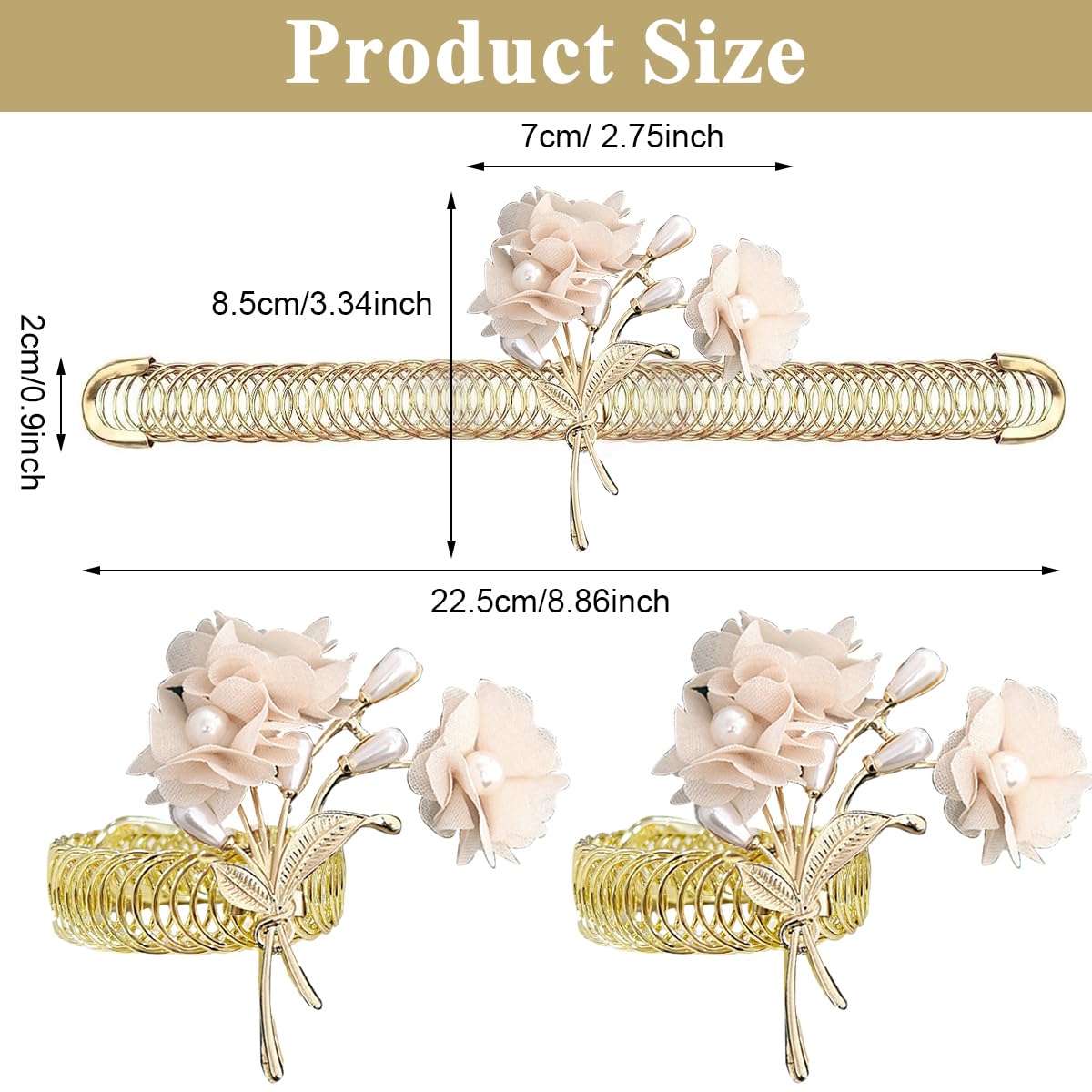 HASTHIP Curtain TieBacks, 2 Pack Pearl Curtain Tie Backs, Modern Decorative Curtain Holdbacks Holder with Elastic Cord Drapes Clips Buckle