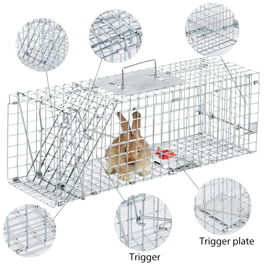 Proberos Live Animal Cage Trap, One-Door Animal Trap forRabbits, Stray Cat, Squirrel, Raccoon, Mole, Release Cage with Handle for Urban Wildlife Rescue 24