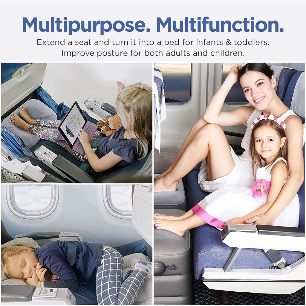HANNEA Inflatable Air Travel Pillow, leg pillows for sleeping, Portable Footrest Pillow for Flight Home Office Footstool Self-inflatable Air Travel Pillow for Adult Kids,Grey