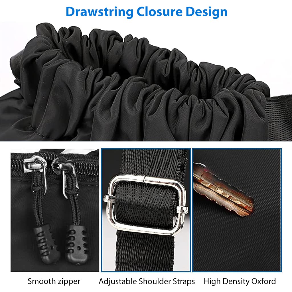 Optifit Drawstring Bag for Teens Men Women Gym Sports with Shoe Compartment, Double Layer Large Capacity Waterproof Drawstring Backpack for Basketball Football Outdoor Sports