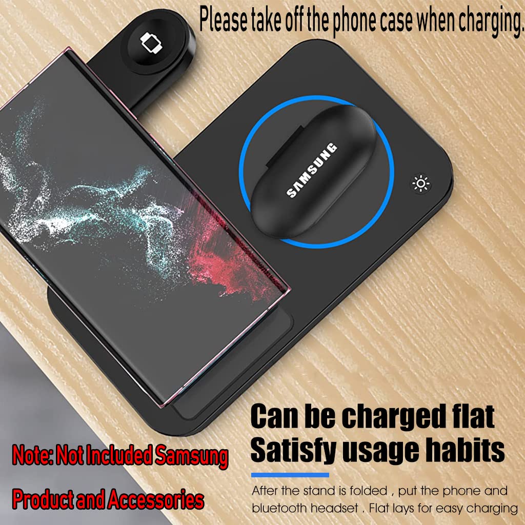 ZORBES Wireless Charging Station, 3-in-1 Sam Sung Wireless Charger for Phone, Earbuds, Smartwatch, 18W Fast Charger Stand with USB Port for Sam Sung Galaxy Z Flip/Z Fold/S22 Ultra/Note 20 Ultra Watch