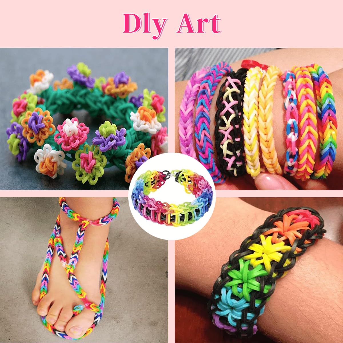 PATPAT 5400+ Loom Band Kit Colorful Rubber Band Bracelet Refill Set Includes 12 Color Loom Bands Kit, 300 S-Clips, 15 Lovely Charms and 6 Crochet Hooks Kits for Kids